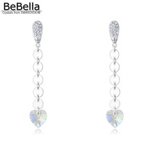 BeBella crystal heart pendant dangler earrings made with Crystals from Swarovski women bride wedding jewelry 2024 - buy cheap