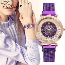 Vansvar Luxury Brand Women Watch Roman Numeral Rhinestone Ladies Quartz WristWatches Steel Mesh Clock Gift Zegarek Damski 533 2024 - buy cheap