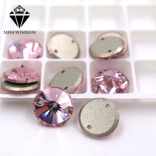 Diamantes de imitación de cristal rosa para costura, accesorios de ropa de alta calidad con doble orificio y forma redonda 2024 - compra barato