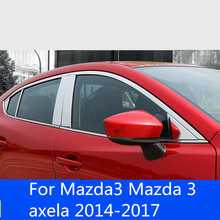 Нержавеющая сталь окна автомобиля столб пост Обложки отделка стикер Внешние аксессуары для Mazda3 Mazda 3 axela 2014-2017 2024 - купить недорого