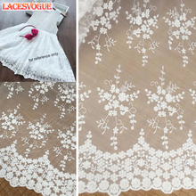 2meters 140cm Mesh cotton embroidery lace fabric DIY Handmade material Garment needlework sewing fabric Clothing accessories 116 2024 - buy cheap