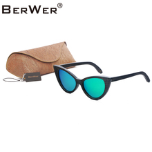 BerWer-gafas de sol clásicas de bambú para mujer, anteojos de sol con revestimiento de espejo de madera, de bambú, con funda de corcho 2024 - compra barato