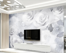 Modern simple jewelry embossed rose flowers 3D wallpaper murals papel de parede for living room sofa TV wall bedroom kitchen bar 2024 - buy cheap