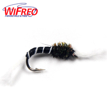 6PCS Black White Emerger Buzzer Fly Nymph Chiromids Fly Trout Fly Fishing Bug Hook Size #12 2024 - buy cheap