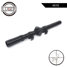 LUGER 4x15 Tactical Riflescope Hunting Optical Sight Scope Fits 11mm / 20mm Base Rail 3/8''Mounting Rings For Gun Air Rifle 2024 - buy cheap