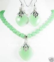 fine Lovely Wonderful green gem Heart-shaped Pendant necklace earrings fashion jewelry set gem women's jewelry  2024 - buy cheap