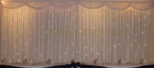 Romantic 6m/20ft (w) x 3m/10ft (h) White wedding backdrop stage curtain with LED light Wedding Decoration 2024 - buy cheap