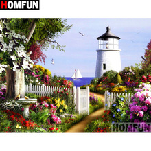 HOMFUN Full Square/Round Drill 5D DIY Diamond Painting "Lighthouse landscape" Embroidery Cross Stitch 3D Home Decor Gift A11019 2024 - buy cheap