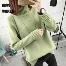 Fashion Thick Winter Sweater Green Black White Color Turtleneck Sweaters Long Sleeve Sweet Women Tops ZO861 2024 - buy cheap