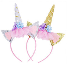 Diadema de unicornio para fiesta, adornos para fiesta de cumpleaños, recuerdos para bebés y niños, suministros de regalo 2024 - compra barato