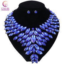 Fashion Bridal Necklace Earrings Set Jewelry Sets for Women Dubai Black Chain Rhinestones Wedding Costume Accessories 2024 - buy cheap