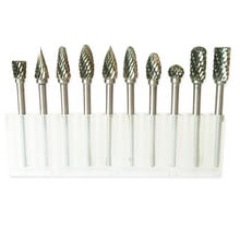 10 pcs aço de tungstênio moagem cabeça conjuntos de mini broca brocas de diamante material de tungstênio carboneto de tungstênio rebarbas dremel acessórios 2024 - compre barato