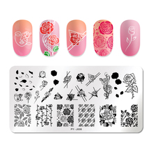 PICT YOU Rose Flowers Patterns Nail Stamping Plates Rectangle Plates Image Geometric Stamp Templates Nail Art Stencil 2024 - buy cheap
