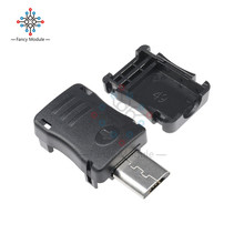 10Pcs/Lot 5 Pin T Port Male Micro USB Plug Socket Contor + Plastic Cover for DIY Wholesale 2024 - buy cheap