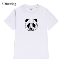 Camiseta estampada de algodão estampa de panda, presente para mulheres, camisetas gráficas com estampa de panda, hipster, camisetas femininas, roupas 2024 - compre barato
