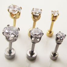 2 pcs 16G 1.2mm Gold  316L Surgical Steel Stud Labret Ring Ear  Sparkling Zircon Lip Helix Tragus Piercing 2024 - buy cheap
