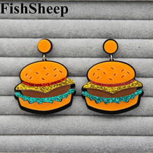 FishSheep-pendientes acrílicos con forma de hamburguesa para mujer, aretes colgantes con forma de hamburguesa, pollo, exagerada, fiesta, graduación 2024 - compra barato