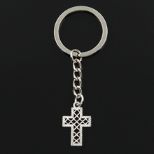 Fashion Hollow Grid Cross 24x16mm Pendant 30mm Key Ring Metal Chain Silver Color Men Car Holder Gift Souvenirs Keychain 2024 - buy cheap