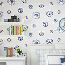 Beibehang-papel tapiz mediterráneo para habitación de niños, Fondo de pared no tejido, velero, círculo azul, papel tapiz 3d de dibujos animados 2024 - compra barato