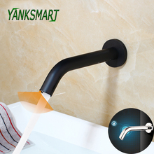 YANKSMART Black Chrome Bathroom Faucet Wall Mount Sensor Faucet Automatic Hands Free Touch Sensor Basin Sink Tap Faucet 2024 - buy cheap