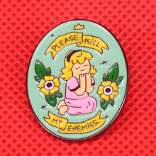 Please kill my enemies enamel pin praying girl brooch cute pins flower badge gift shirts jacket accessories spirit power jewelry 2024 - buy cheap