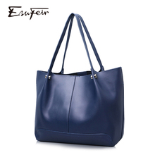 ESUFEIR Brand Bag Women Genuine Leather Handbag Fashion Solid Color Cowhide Shoulder Bag Large Casual Tote Composite Women Bag 2024 - buy cheap