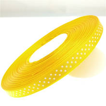 100 ярдов желтый цвет 3/8 "(10 мм) Сатиновые ленты в горошек печатные ленты с точками с белыми точками, аксессуары для волос DIY G09204 2024 - купить недорого
