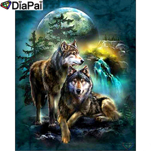 DIAPAI Diamond Painting 5D DIY 100% Full Square/Round Drill "Animal Wolf moon" Diamond Embroidery Cross Stitch 3D Decor A18521 2024 - buy cheap