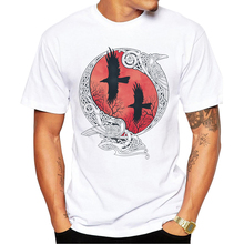 Camiseta personalizada para hombre, camisetas de manga corta a la moda de Odin, Camisetas básicas Hipster con estampado de Hugin y Munin, 2018 2024 - compra barato