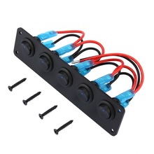 Voltímetro Digital de 5 entradas para coche, Panel de interruptor basculante LED impermeable, doble puerto USB, 12V, interruptor de salida, circuito de Panel 2024 - compra barato