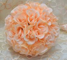 10 "персиковый Шелковый шар для поцелуев искусственный Шелковый цветок розы Свадебный шар 2024 - купить недорого