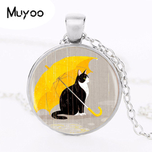 Cat in the Rain Pendant Necklace Long Chian Statement Handmade Fashion Necklace Jewelry HZ1 2024 - buy cheap