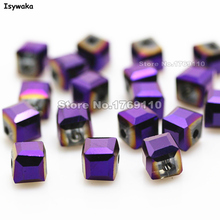 Isywaka 100pcs Shining Purple Color Square 6mm Austria Crystal Beads charm Glass Beads Loose Spacer Bead for DIY Jewelry Making 2024 - buy cheap
