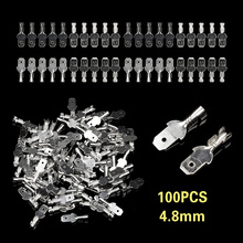 100Pcs/Set Insulated Electrical Wire Terminals 4.8mm Male Spade Crimp Connectors Kit 2024 - buy cheap