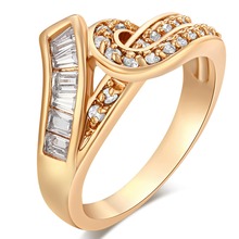 Anel de casamento luxuoso com zircão micro empedrado, anéis cor ouro cristal austríaco para mulheres, joias estilosas de alta qualidade dropshipping 2024 - compre barato