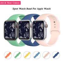 Силиконовый ремешок для Apple Watch Band 42 мм 38 мм iWatch Band 40 мм 44 мм спортивный браслет ремешок для наручных часов для Apple Watch 4 3 2 1 2024 - купить недорого