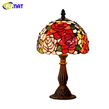 FUMAT Stained Glass Table Lamp Glass Art Shade Lights For Bedside Bar Living Room Small Desk Lamp LED Glass Bedside Table Lights 2024 - buy cheap