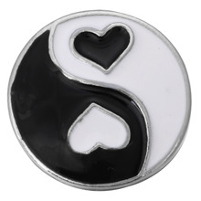 10pcs/lot New Snap Jewelry Oil Painting Tai Chi Black White Heart Snap Buttons Fit 18mm Snap Bracelets Alloy Button Jewelry 2024 - buy cheap