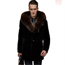 New Business Casual Men's Fur Coat Men's Long Fur Thickening Large Fur collar Hooded Large size jacket Size S-XXXL 4XL 5XL 2024 - buy cheap