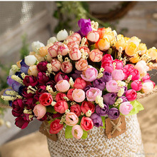 Outono 15 cabeças/bouquet pequeno broto rosas bráctea flor de seda rosa artificial DIY casamento casa decoração de Natal flores rosa presente 2024 - compre barato