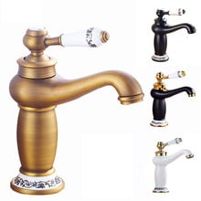 European style brass Retro bathroom basin faucet,single holder single hole antique hot and cold basin mixer tap 2024 - buy cheap