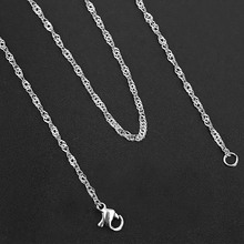 Stainless Steel Silver tone Water Wave Chain Necklace with Lobster Clasp Fashion Men Women Jewelry Chain Accessories 45CM 2024 - buy cheap