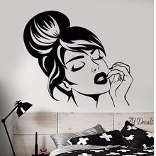 Beautiful Girl Face Wall Sticker Home Bedroom Decoration Hairstyle Makeup Wall Mural Beauty Shop Window Decor Z865 2024 - buy cheap