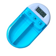 Pastillero Digital con alarma avanzada, caja con temporizador, 2 compartimentos, divisores de medicamentos, almacenamiento inteligente, 2 unids/lote 2024 - compra barato