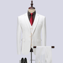 Traje Formal de negocios de primavera en blanco para hombre, traje de un solo pecho, ajustado, de calidad, conjunto de 3 piezas, chaqueta, chaleco, Pantalones 2024 - compra barato
