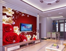 custom 3d wallpaper murals red rose Non woven wallpaper Home Decoration custom 3d wallpaper murals 2024 - buy cheap
