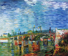 100% Handmade Canvas Oil Painting Wall Art The Seine Bridge at Asnieres by Vincent Van Gogh Seascape Painting for Home Decor 2024 - buy cheap