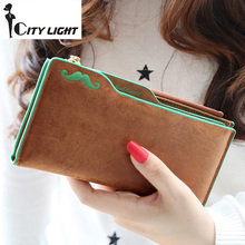 2016 New fashion Scrubs plug-in Nubuck mustache women multifunctional long design  wallet lady's money clip purse freeshipping 2024 - buy cheap