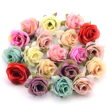 50 шт./лот 3,5 см Шелковый Искусственный цветок розы шар для скрапбукинга для свадебного украшения венок для скрапбукинга аксессуары для дома 2024 - купить недорого