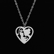 Wholesale Fashion Stainless Steel Heart Necklace Mother And Baby Pendant Necklace Women Mother's Day Jewelery Custom Love Gift 2024 - buy cheap